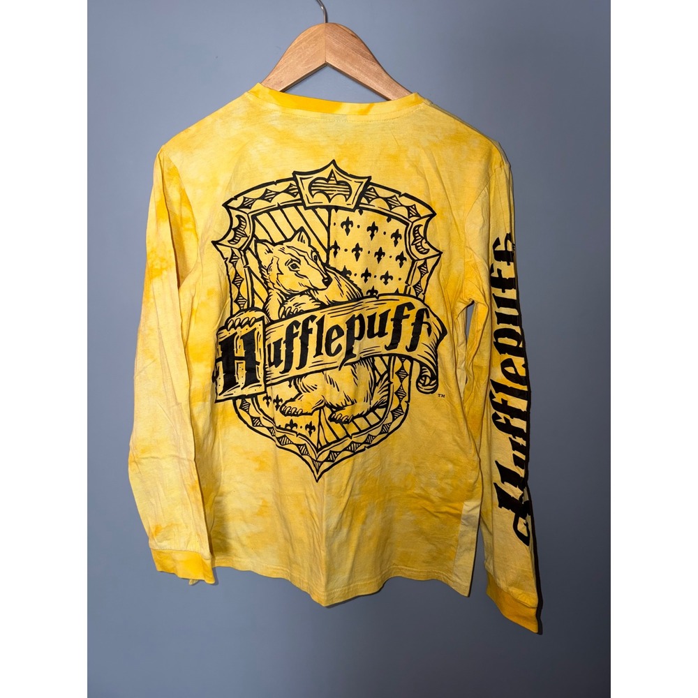 Cakeworthy Harry Potter Hufflepuff‎ Tie Dye Long Sleeve Shirt Yellow Mens Small